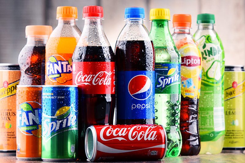POZNAN, POLAND - MAY 19, 2017: Global soft drink market is dominated by brands of few multinational companies founded in North America. Among them are Pepsico, Coca Cola and Dr. Pepper Snapple Group